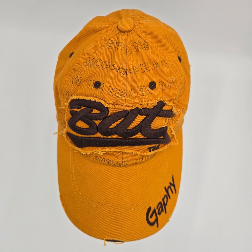 Bat Graphy Embroidered Cotton Baseball Hat Cap Guangzhoucap Orange Distressed